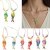 Stainless Steel Marine Fish Pendant Jewelry Multicolor Rope Chain Necklace Portable Designs