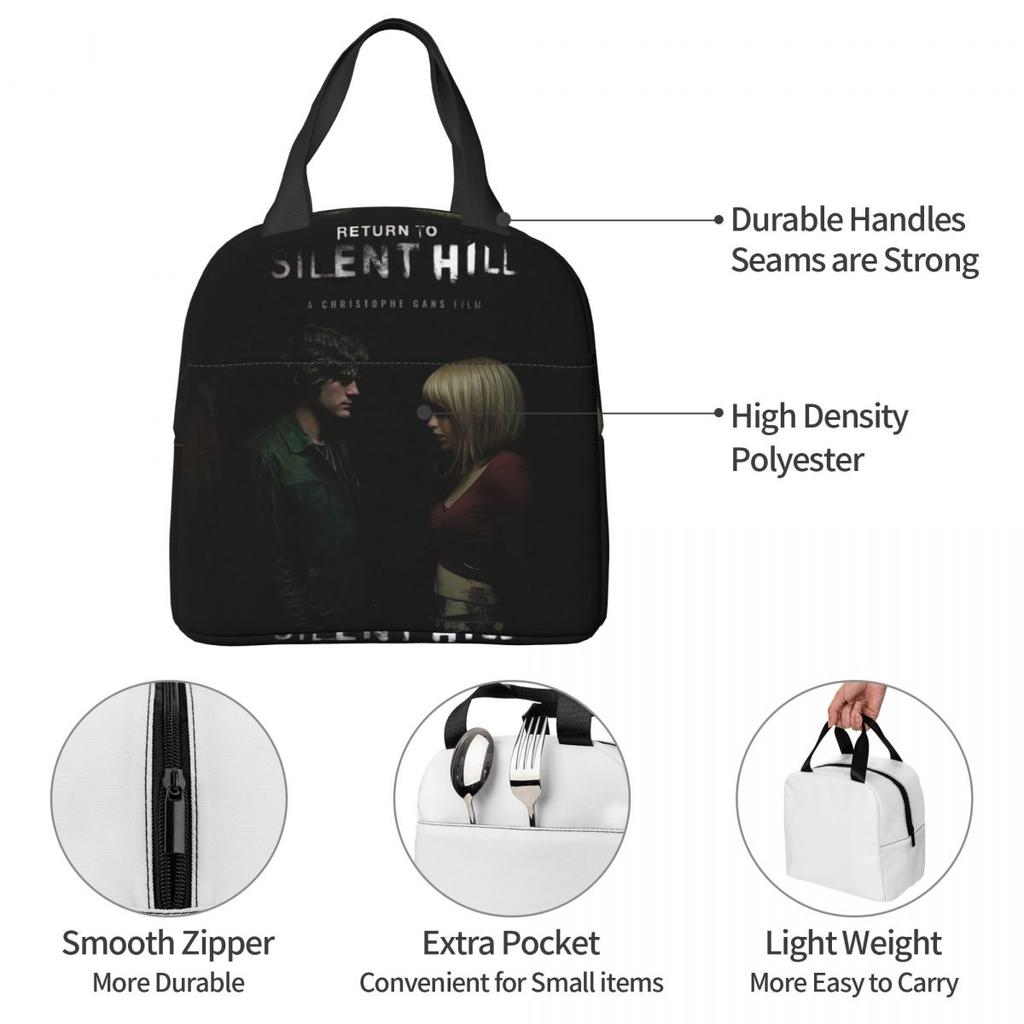 Return To Silent Hill Movie 2026 Merch Insulated Lunch Bags For School Food Box Portable Thermal Cooler Lunch Boxes