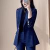 Teluoman Women's 2024 Plaid Blazer & Trousers Set