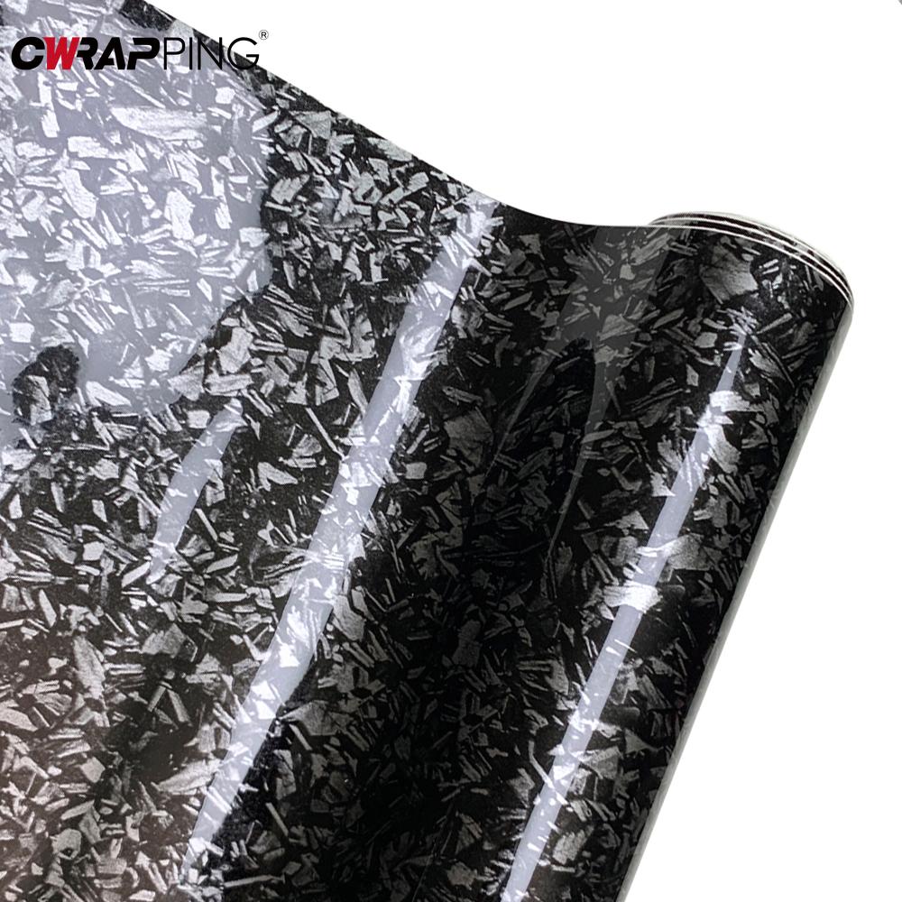 PET Forged Carbon Fiber Self Adhesive Sticker Glossy Black Auto Body Waterproof Wrap Motorcycle Scooter Computer Car Accessories