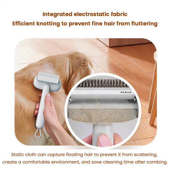 Pet Grooming Brush Self Cleaning Rake Cats Hair Removal Tool Deshedding Comb Removes Loose Undercoat for Long Haired Cats Dogs
