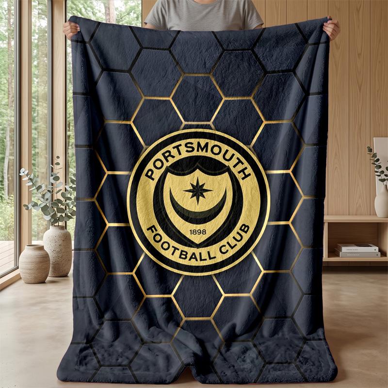 Coperta Morbida in Pile Flanella Portsmouth FC Leggera Accogliente Calda Coperta da Lancio per Divano Letto Decorazione Casa
