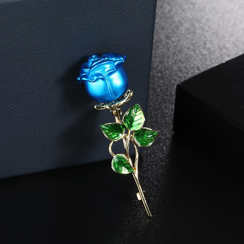 Rot Blau Rose Blume Broschen Für Frauen Dame Mode Luxus Blumen Anstecknadel Frühling Sommer Design Geschenk