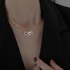 Exquisite Zirconia Interlocking Square Double Ring Necklace for Women