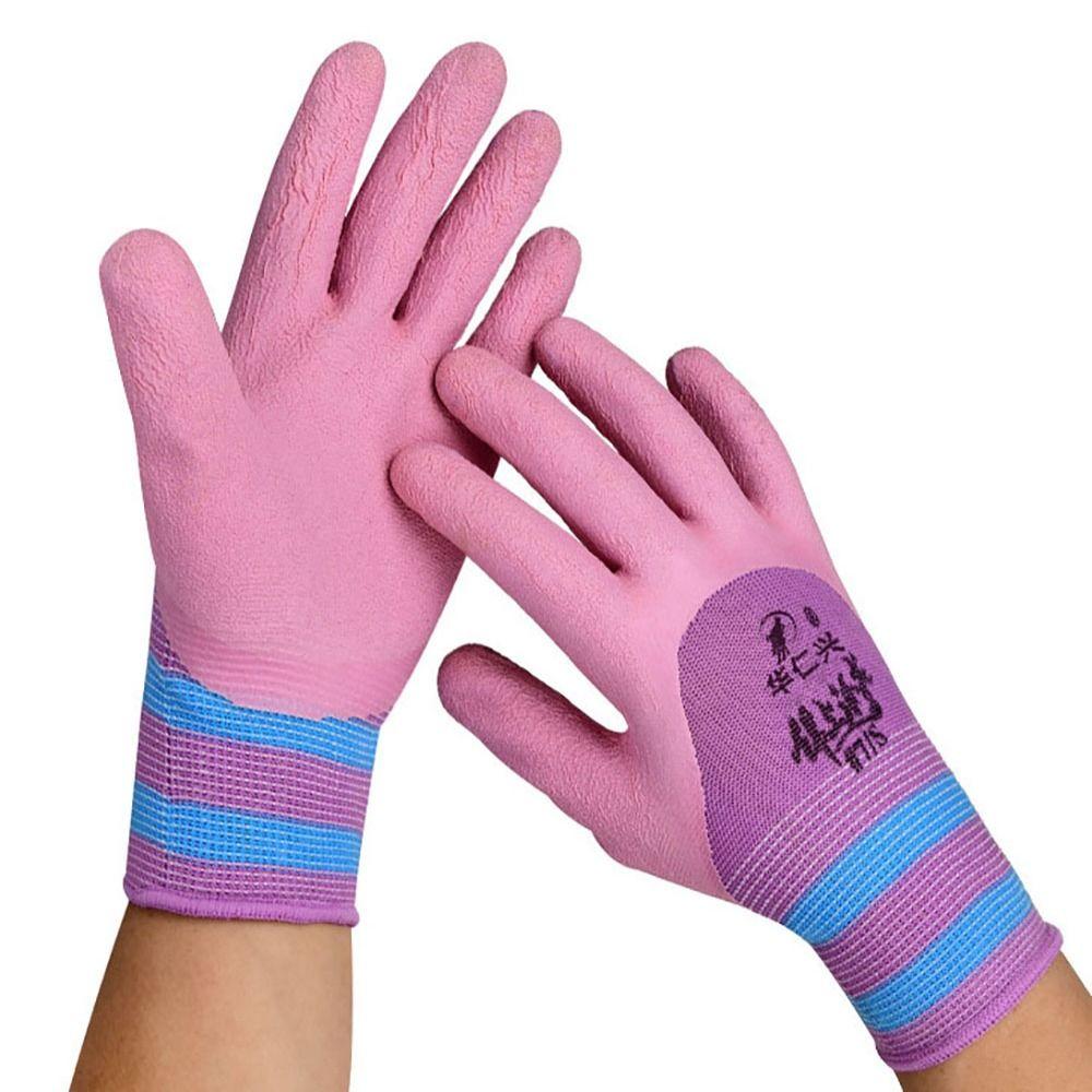 Rosa Arbeitshandschuhe Nylon Schutzhandschuhe Werkzeug Gummi beschichteter Handschuh Damen