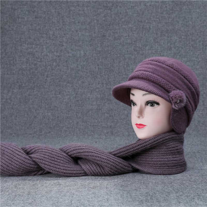 Hat Female Winter Warm Ear Hat Grandmother Mother Wool Hat Cold Old Lady Knitted Hat