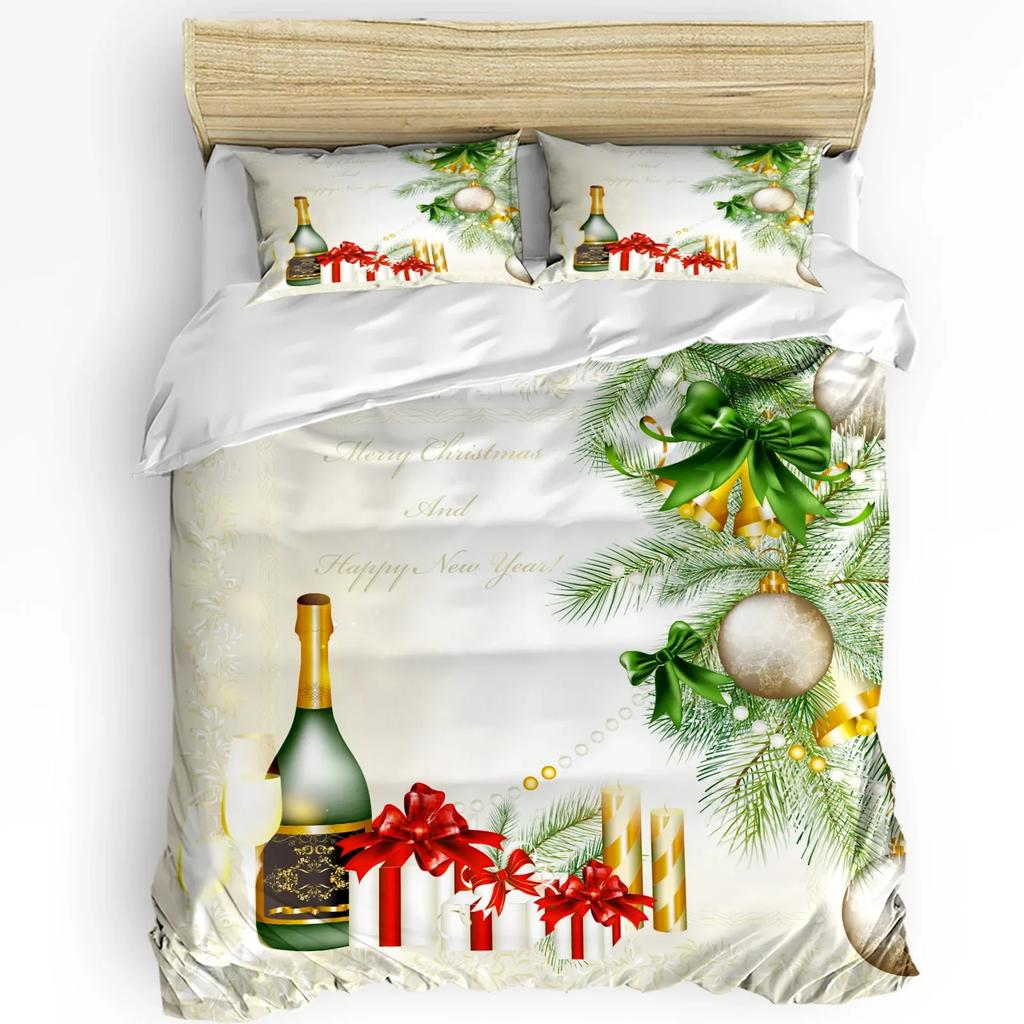 Christmas Winter Snowman Season Pine Trees Bedding Set 3pcs Duvet Cover Pillowcase Quilt Cover Double Bed Set Home Textile