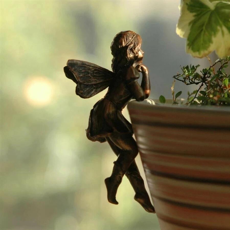 Garden Design Fairy Pot Huggers New Angel Girl Hanging Cup Resin Decoration Fairy Combination Flower Basket Edge Decoration