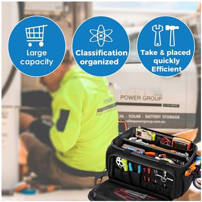 Heavy Duty Oxford Tool Bag Electricians Mechanics Gardeners Large Capacity Handheld Organizer With Zipper