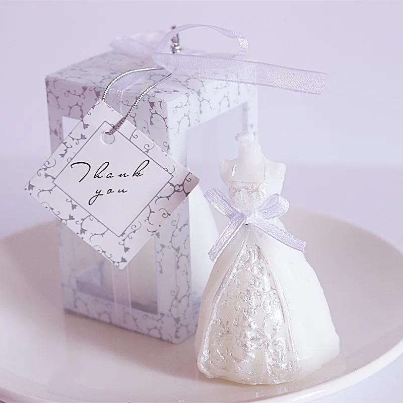Romantic Wedding Bridal Candle Wedding Party Home Decoration Wedding Gift White Romantic Elegant Boxed Bridal Dress Design