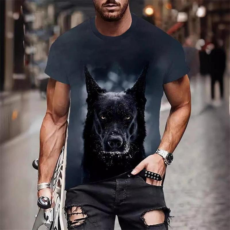 Summer Round Neck 3D Funny Animal Print Top Fashionable Casual Hip Hop Short Sleeved Men's T-shirts