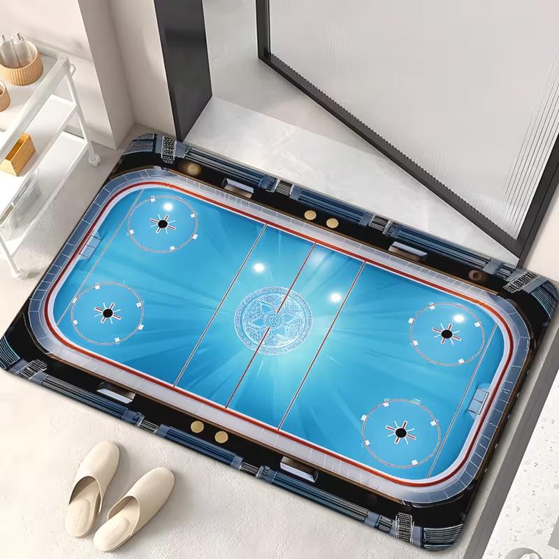 Black Floor Mat Ice Hockey Player Welcome Floor Mat Bathroom Bedroom and Home Decoration Bathroom Floor Mat Decor Floor Mat