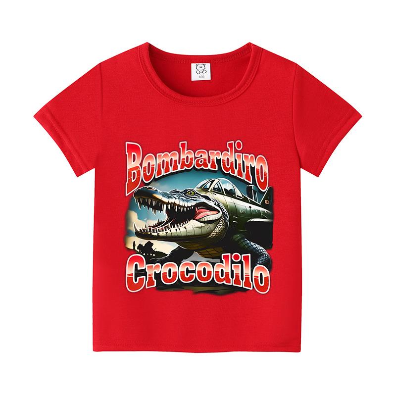 

Italian Brainrot Tops Child Cotton Tee Cappuccino Tung Sahur Summer Clothing Funny Meme Short Sleeve T-shirt Boy Girl Cute Gift size 130cm