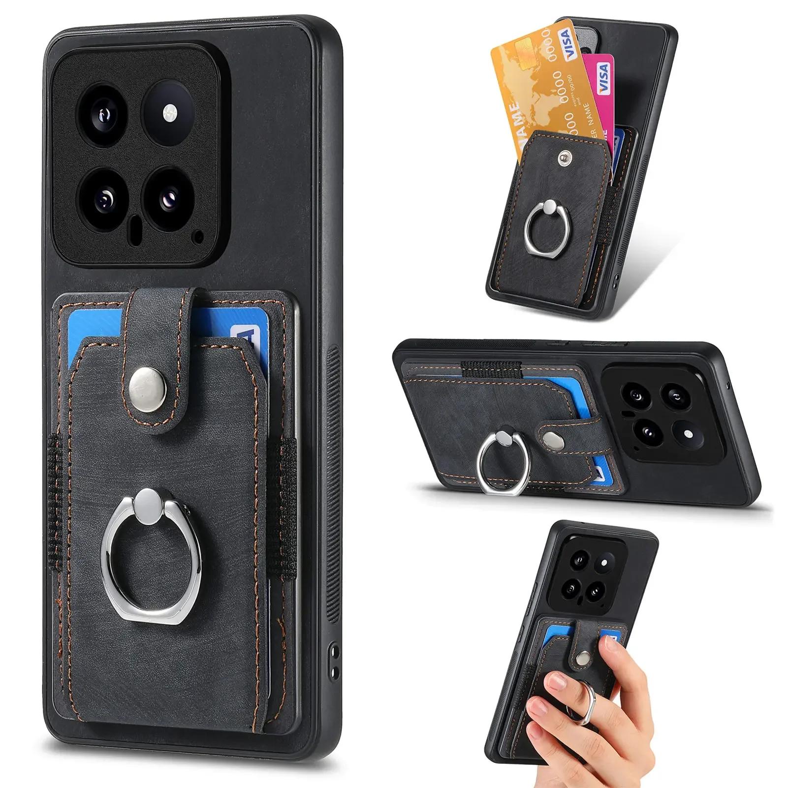 

Cards Solt Vertical Bag Wallet Leather Case For Xiaomi Redmi Note 13 Pro Plus 12 Turbo 11 14 13T POCO X4 X5 F5 Ring Holder Cover For POCO X5 чёрный