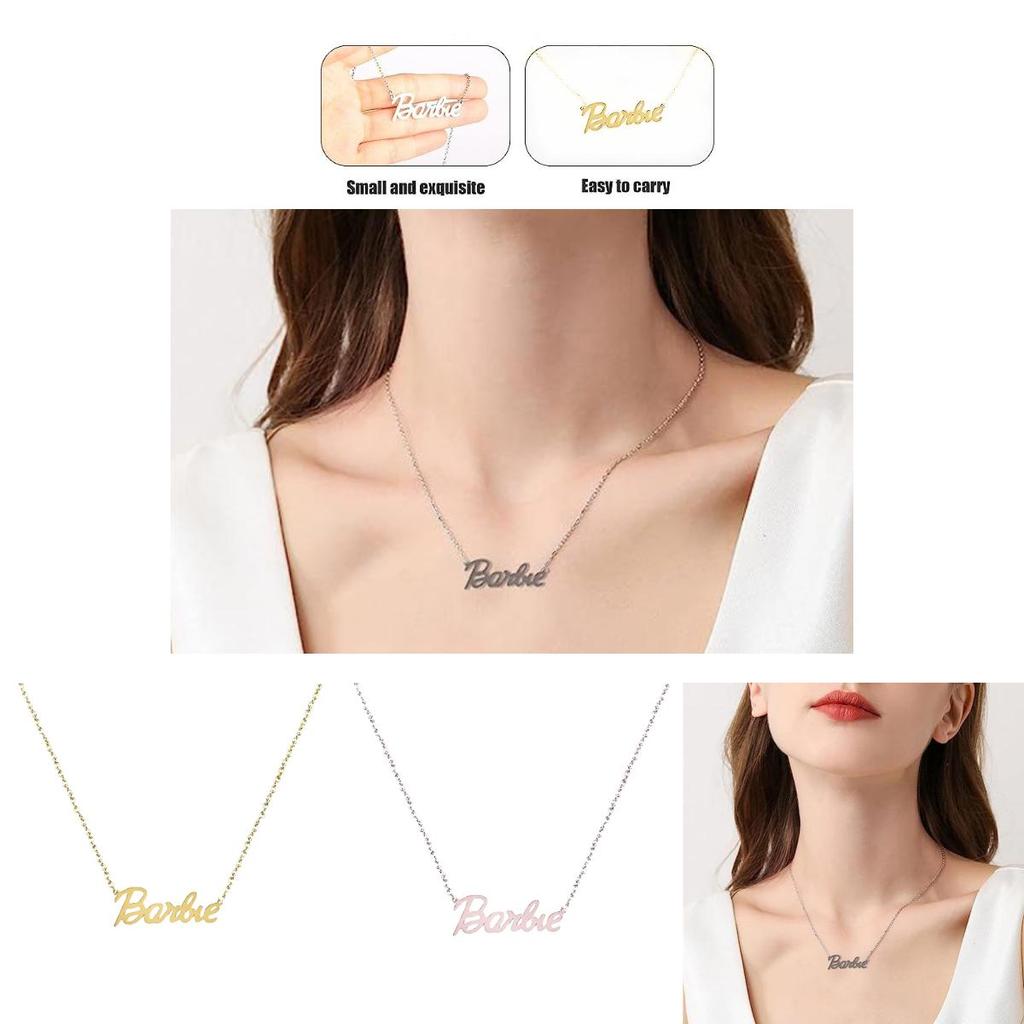 Versatile Barbie Alphabet Necklace Fashionable Steel Accessory With Polished Finish