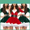 Festliches Weihnachtsmannkostüm für Damen und Mädchen mit weichem Samt und Kunstpelzbesatz