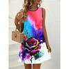 Summer Sleeveless Dress Women Fashionable Colorful 3d Print Versatile Beach Vacation Mini Dresses Comfortable Plus Size 8XL Soft Breathable Vest Dress