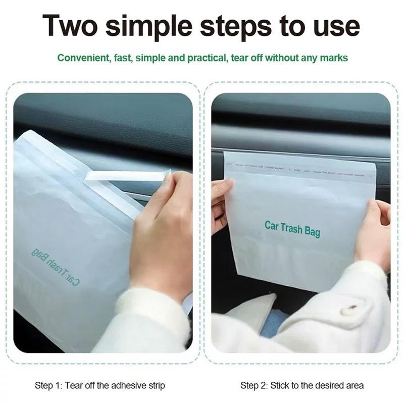 Disposable Car Bag with Adhesive Sticker - Vertical Hanging for Car, Desk, Dormitory (20 Bags)