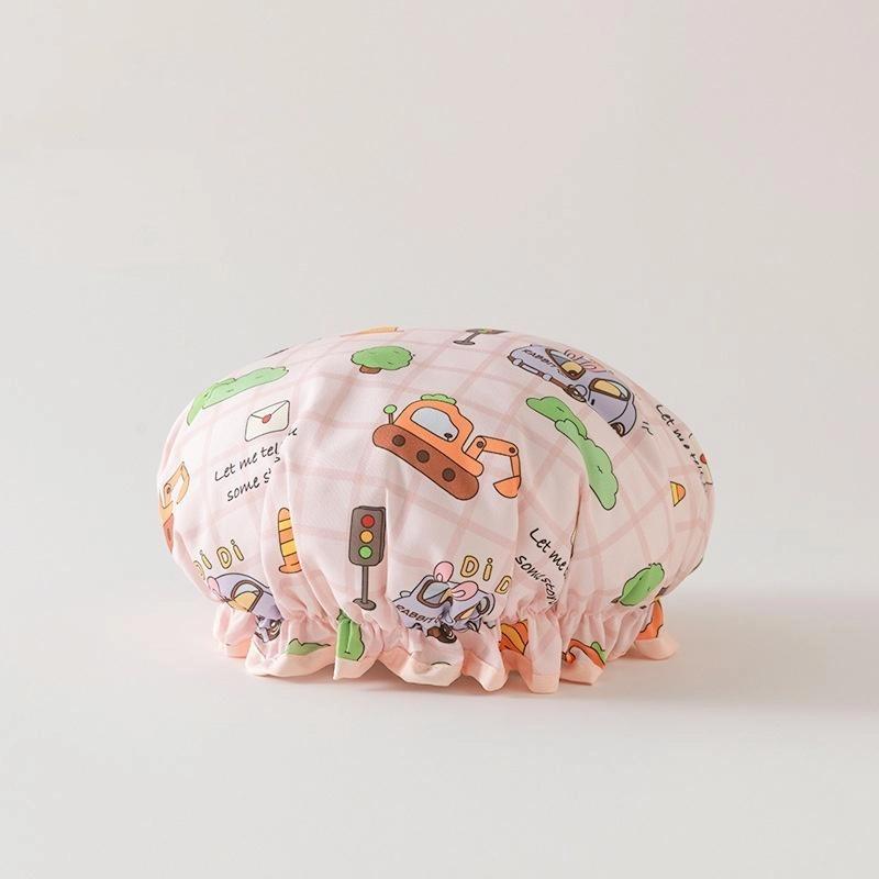 Double-Layer Shower Cap Waterproof Thickened Oil Fume Bath Hat Women Spa Hair Salon Shower Cap Bathroom Accessories