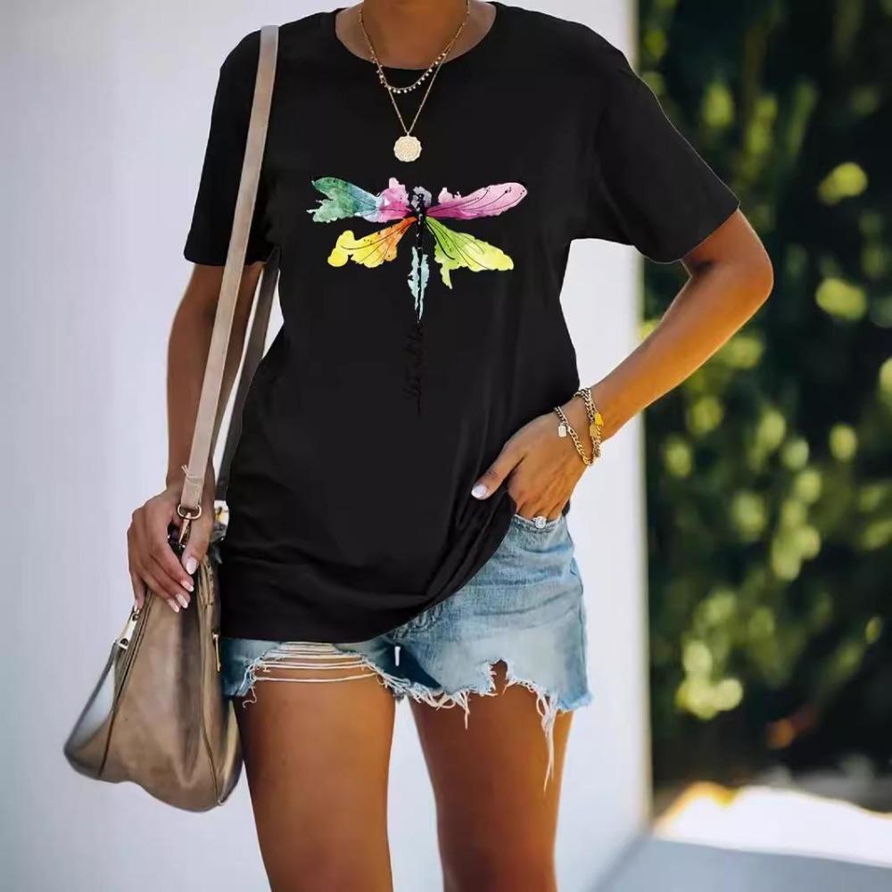 Women's Short Sleeved Dragonfly Top Women's Short Sleeved Summer T-shirt
