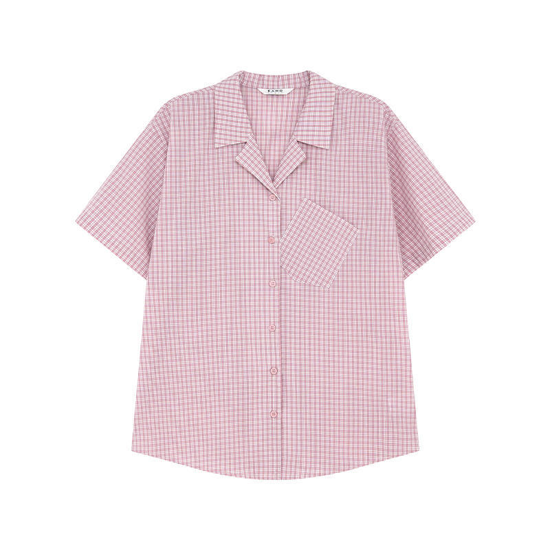 Women s V Neck Short Sleeve Batwing Plaid Shirt High Stretch Cotton Vintage Relaxed Casual Blouse XS
