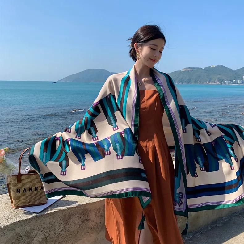 90x180cm Bikini Bathing Swimwear Cover Up Sarong Wrap Scarf Twill Cotton Pareo Beach Cover-Ups Women Large Beach Dress