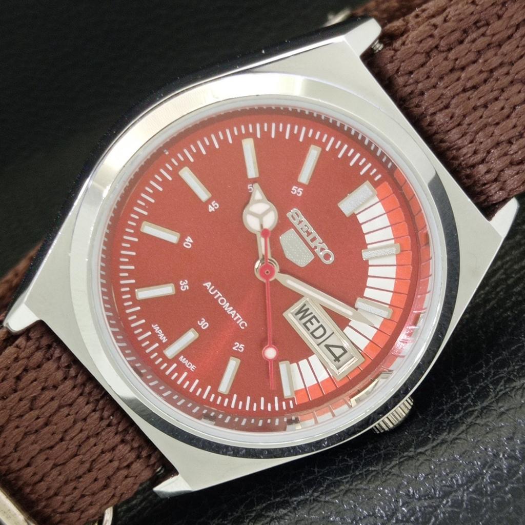 

JAPAN VINTAGE REFURBISHED SEIKO 5 AUTOMATIC 6309A MENS RED DIAL WATCH a440791-4 Sk-a440791