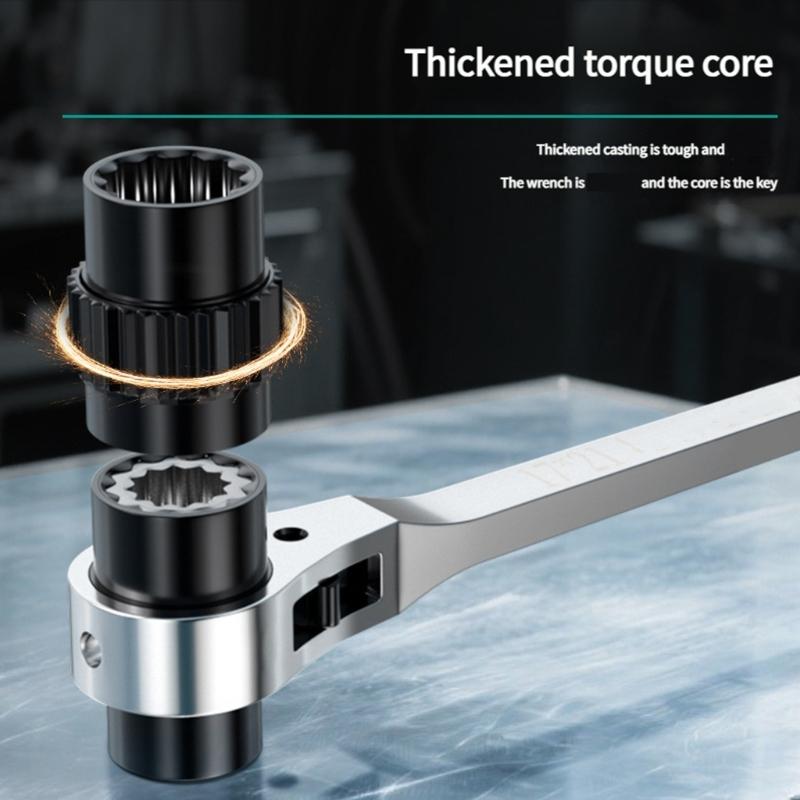 MultiSize Ratcheting Wrench Double Ended Design For Mechanics DIY Projects Corrosion Resistant Steel Construction