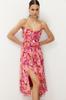 Women's Style Dress Multicolored A-Line Dress with Rose Detail