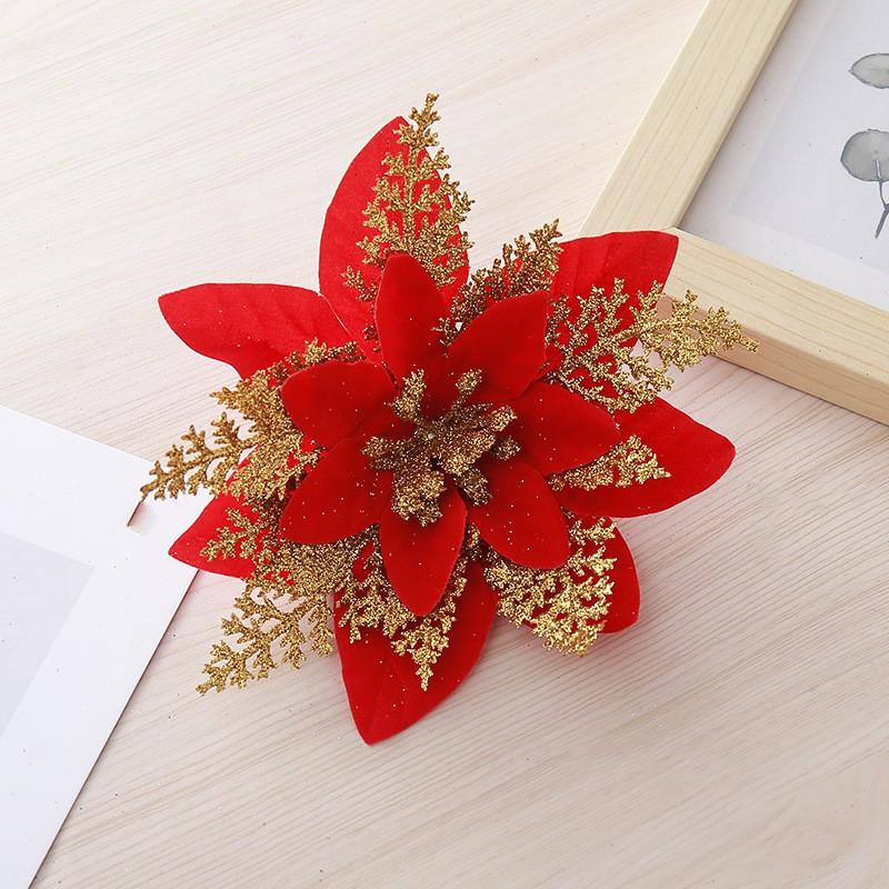 Plastic Christmas Flower Decorations Tree Ornamentation Festive Holiday Party Home Xmas Decoration Supplies