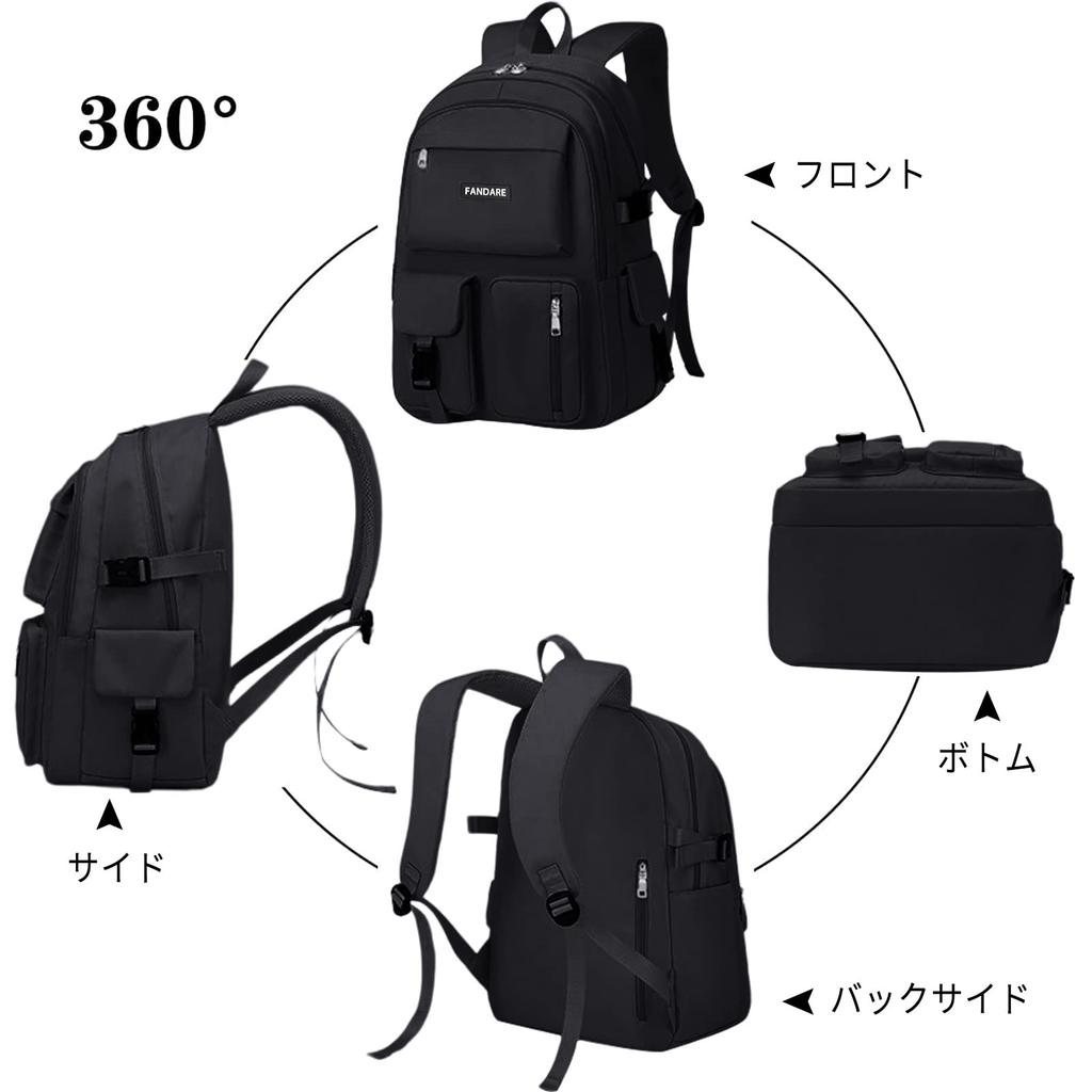 FANDARE School Backpack with 14 and a Stylish and Fits Perfect for and Women's Korean-Style 2-Layer Design, Pockets, Design. Lightweight, Waterproof,