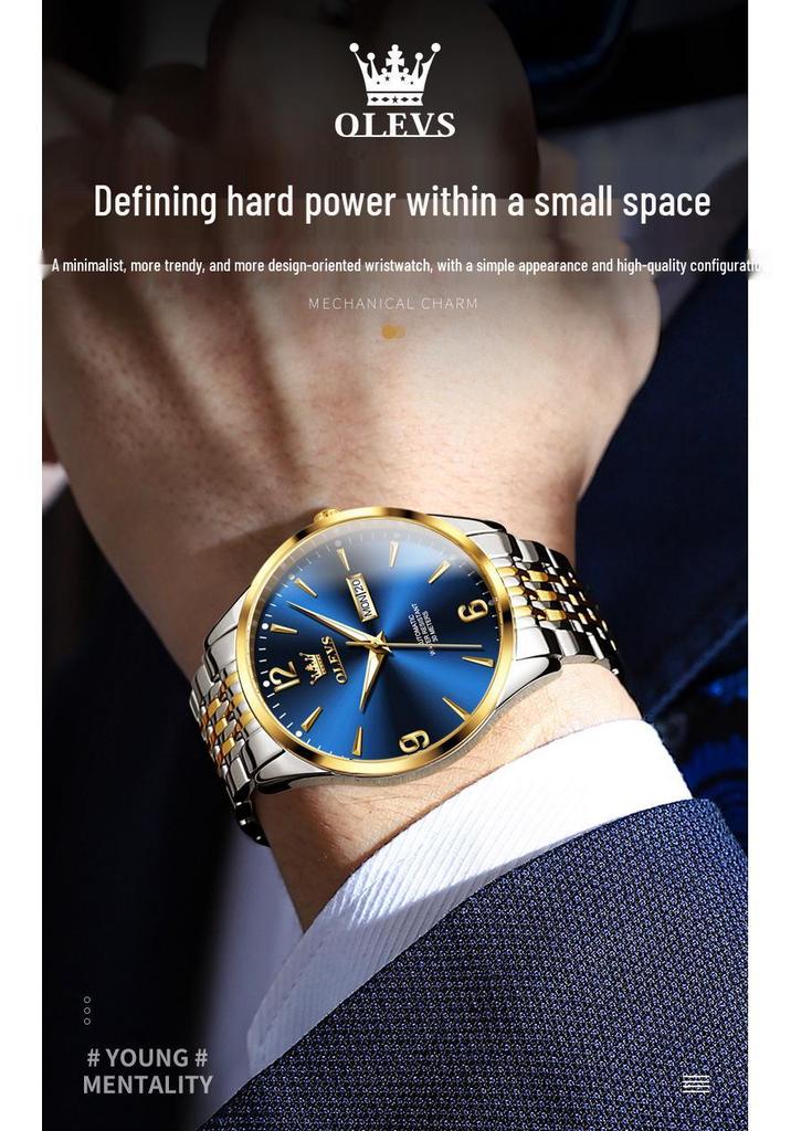 Oulishi Olevs Dual Calendar Automatic Mechanical Men's Watch - Popular Douyin Hot Seller