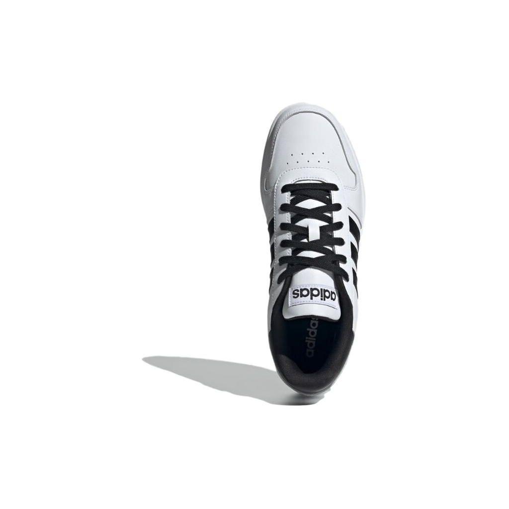 Adidas Neo Hoops 2.0 Synthetic Leather Versatile Non-Slip Durable Low-Top Lifestyle Casual Shoes Unisex Sneakers White Black JI2759