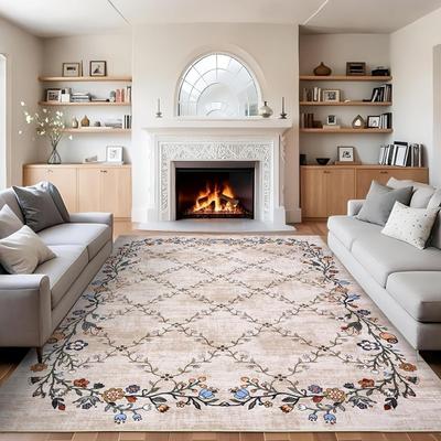Ethnic Style Carpet Floral Vine Pattern Decorative Pad Office Nursery Living Room Bedroom Winter Warm Rug Home Decoration