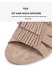 2025 Women's Chunky Heel Tassel Ankle Boots Peep Toe, Back Zipper, Roman Style Sandals