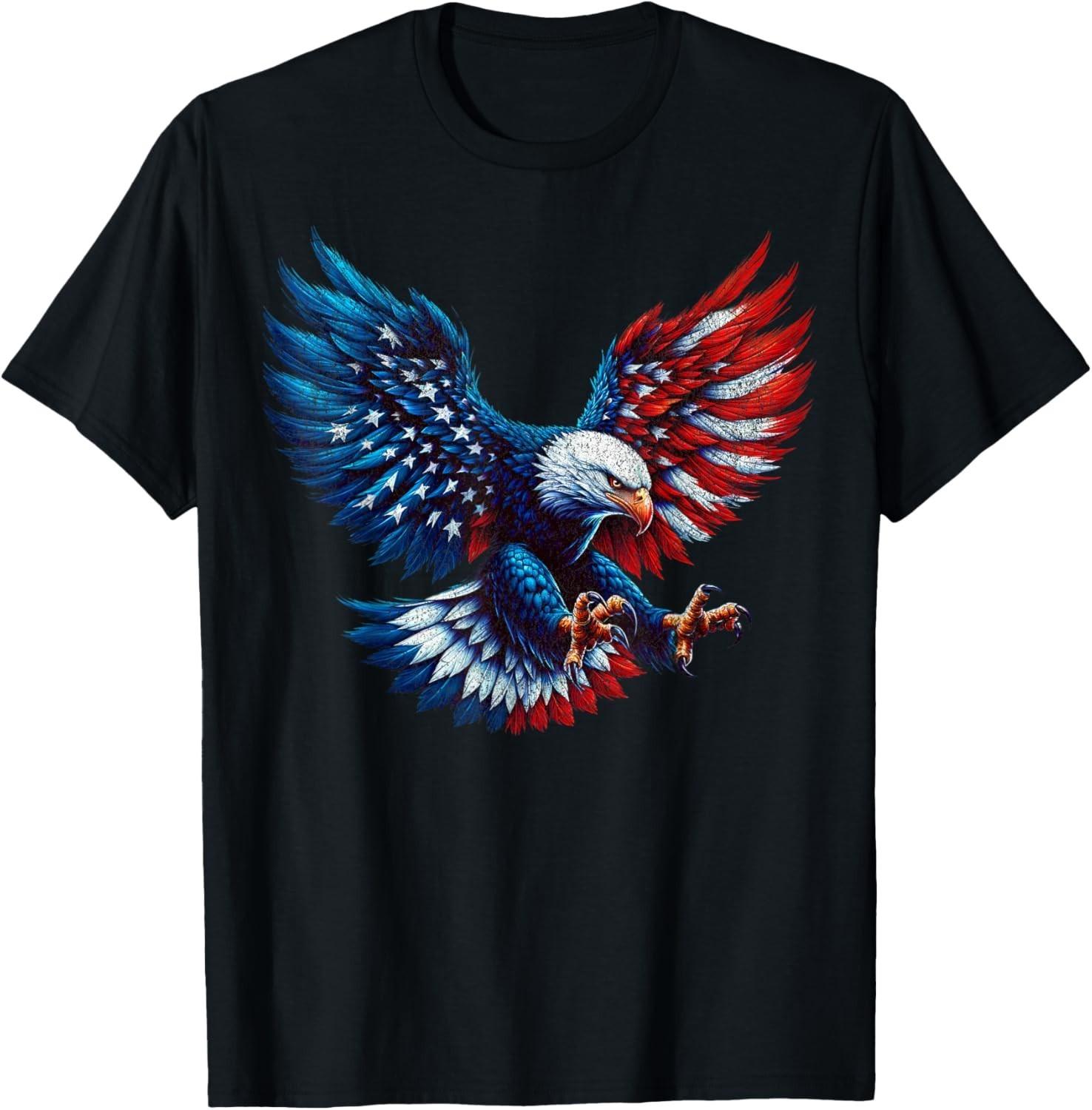 American Flag Bald Eagle Patriotic Eagle 4th of July USA T-Shirt Mens Womens Tees Top unisex T-Shirt Mens Womens Tees Top S