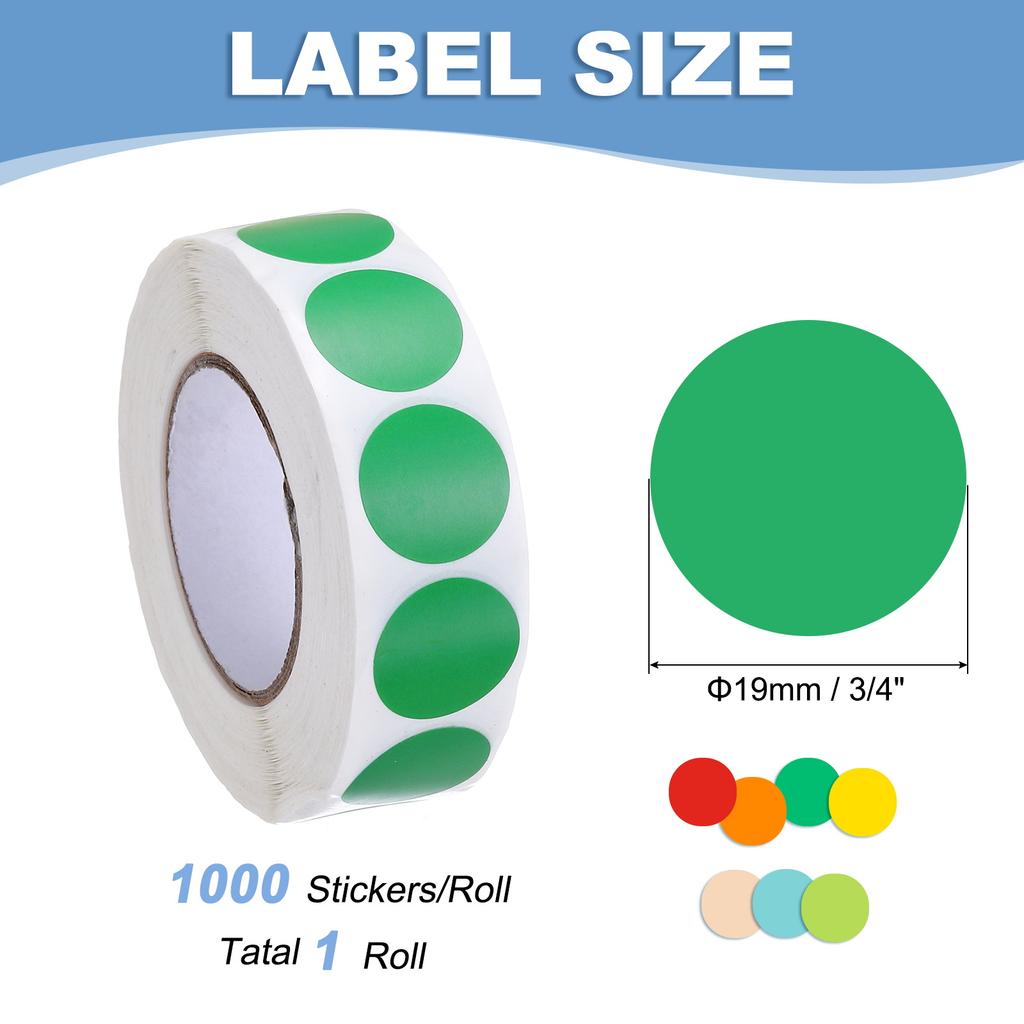 1000Pcs Colored Dot Stickers Color Coding Labels Blank Circle Stickers Adhesive Round Price Stickers for Office 12.7mm 19mm 25mm
