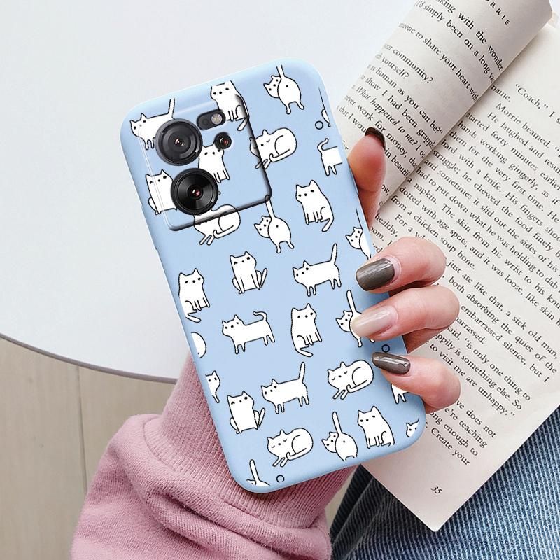 Cute Cat Case For Xiaomi 13T Pro Silicone Soft Back Cover Lovely Cartoon Painted Capa Shell For Xiaomi 13T Fundas 13tpro Coque