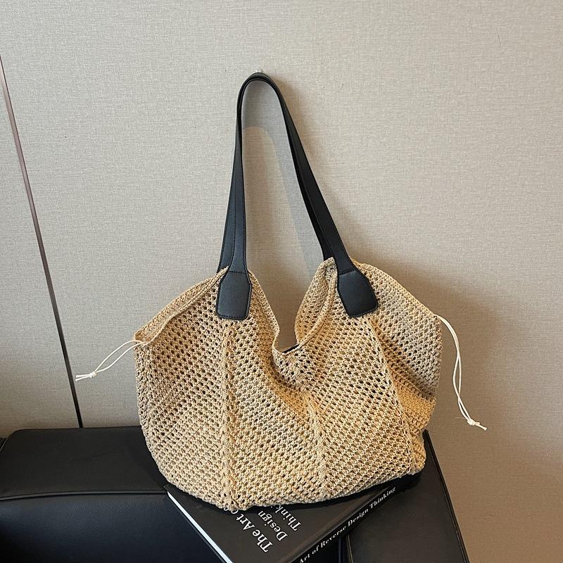 Large capacity lazy hollow woven bag women's new seaside vacation beach shoulder bag tote bag