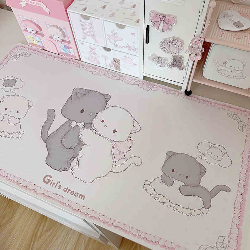 

Kawaii милый коврик для мыши в стиле Ins оригинальный кошачий большой кожаный водонепроницаемый коврик для стола офисный учебный коврик для общежития компьютерная клавиатура 40x80cm