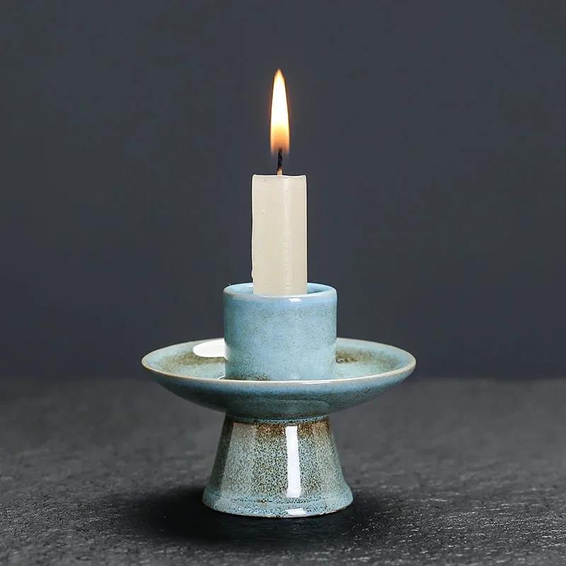 1pc Ceramic Candlestick & Incense Holder Morandi Color Perfect for Sage Palo Santo Stick Ramadan Decoration (Without Incense)