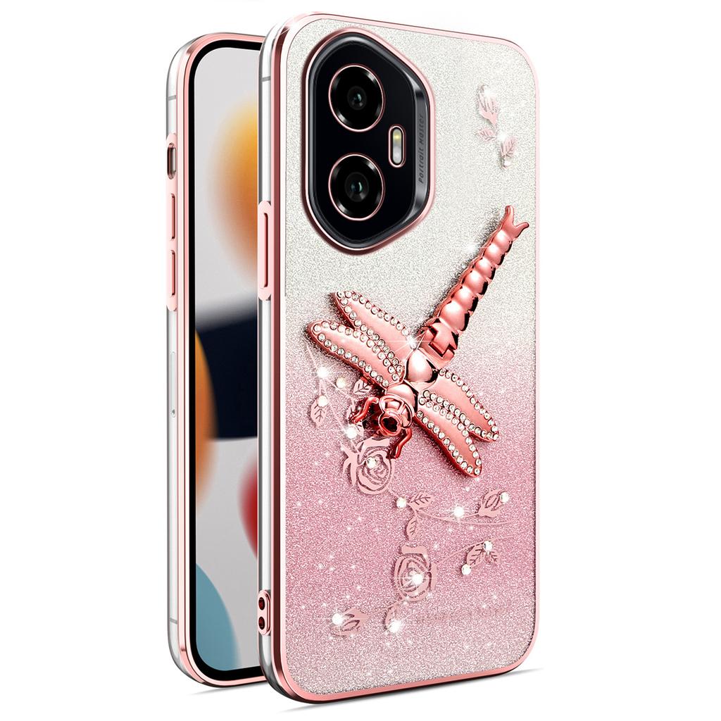 KADEM For Honor 300 Case Dragonfly Kickstand TPU Flowers Glitter Phone Cover