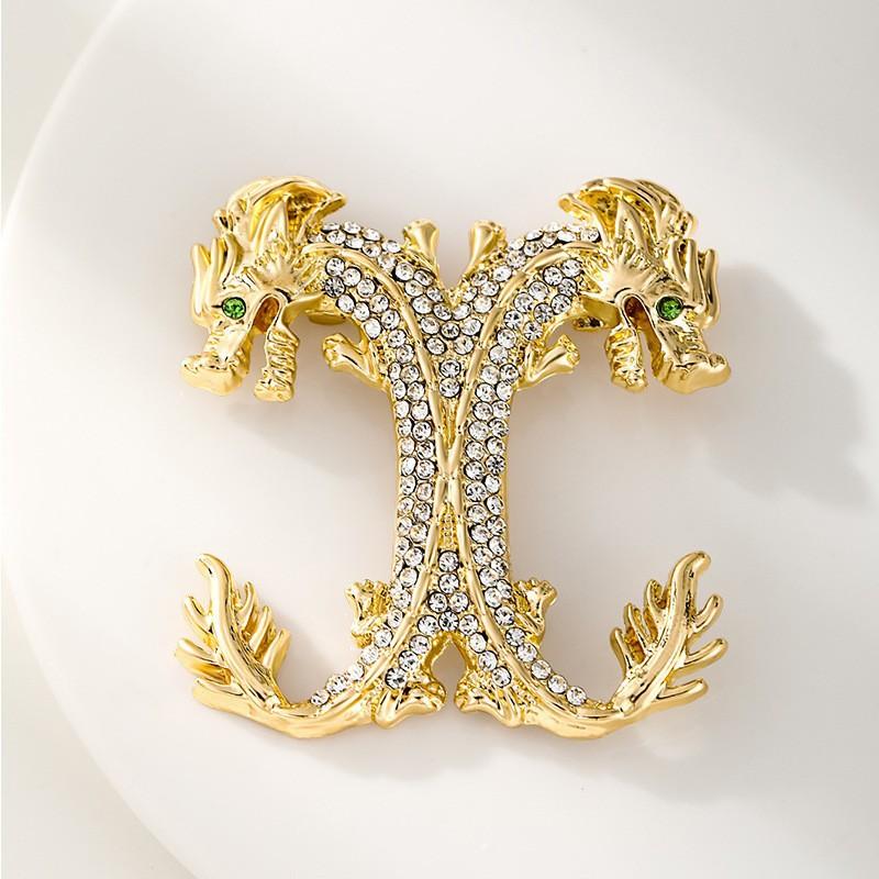 Retro Oil Drip Cartoon Dragon Shape Brooch Zodiac Personality Suit Coat Accessories Pin Jewelry