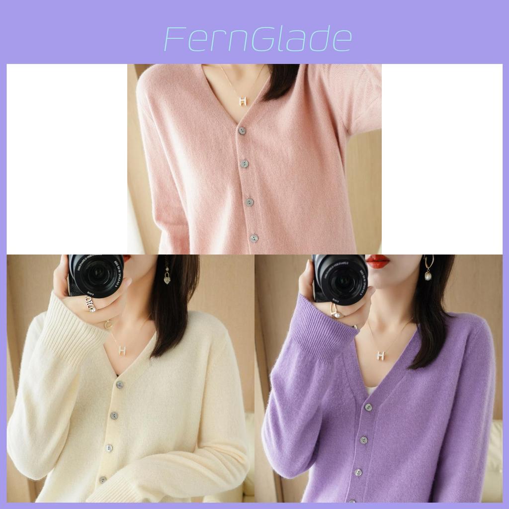 Knit Cardigan For Women With Vneck Long Sleeves Soft Polyester Blend For Casual Wear