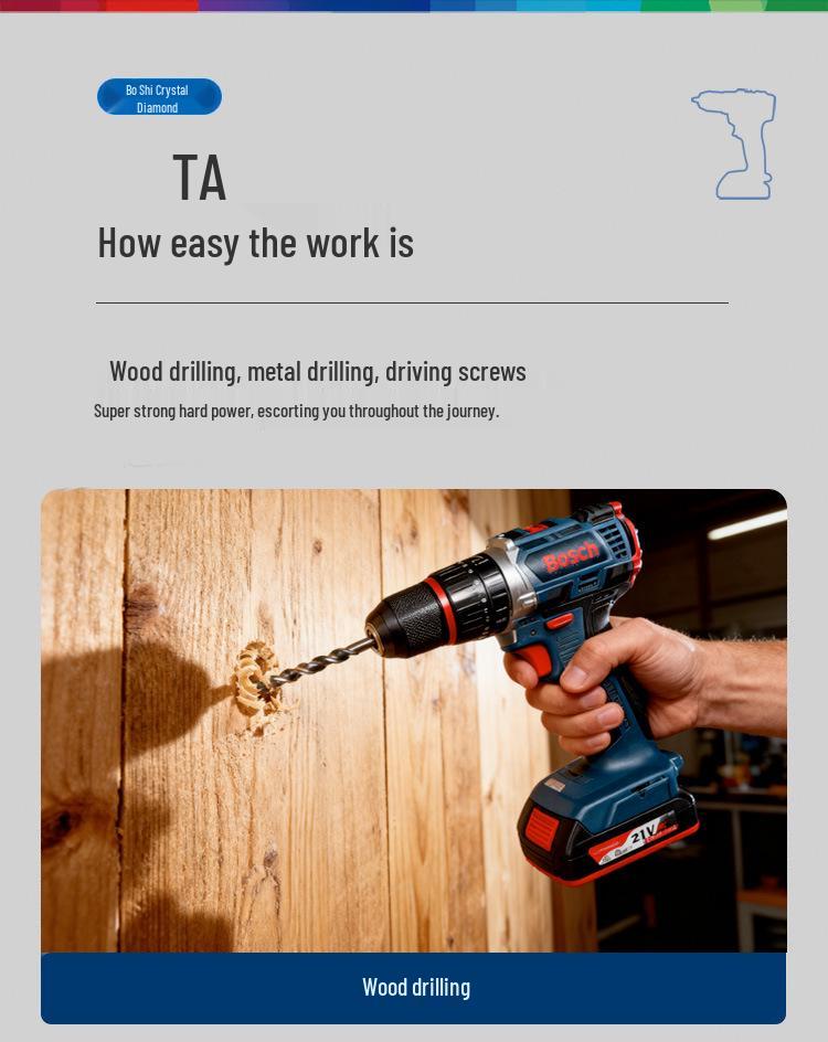 High-Power Brushless Lithium Electric Screwdriver & Drill with Rechargeable Battery