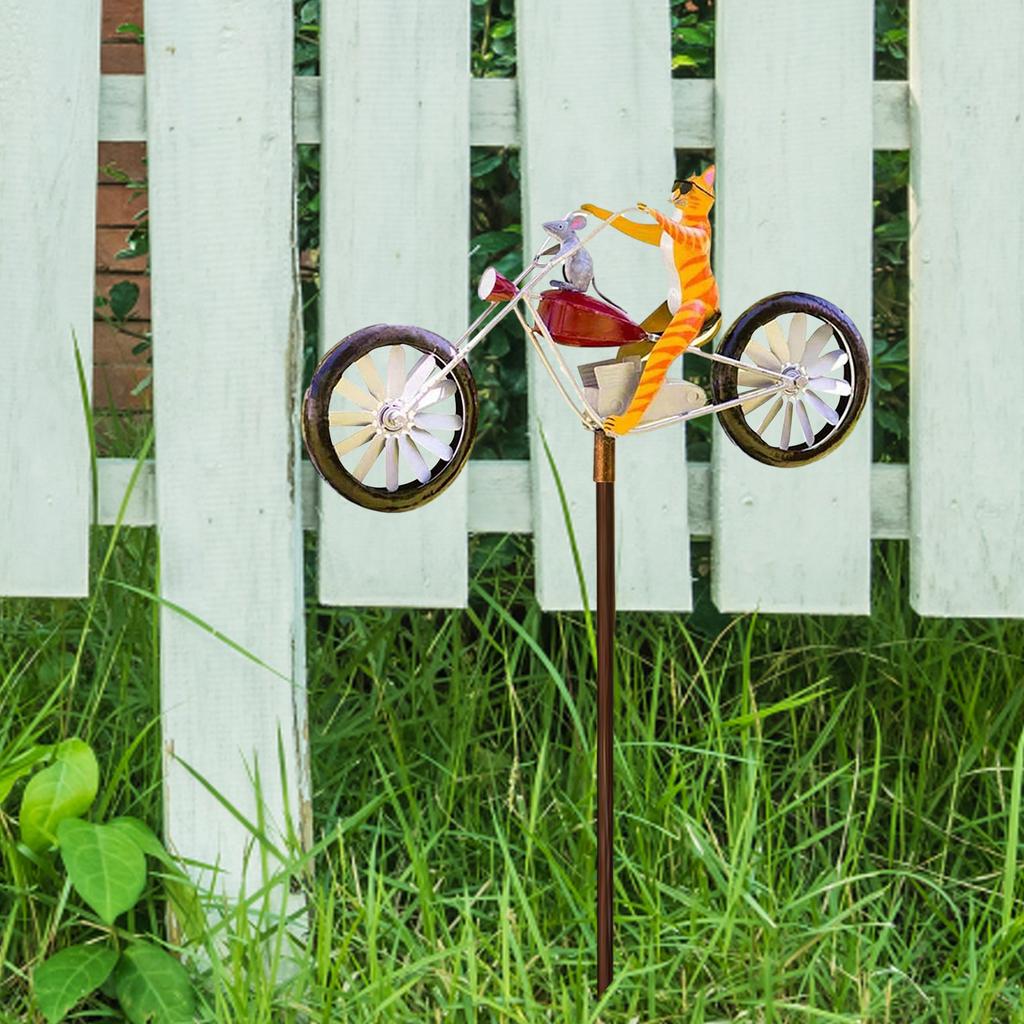 Vintage Bicycle Wind Spinner Metal Wind Spinner Animal Motorcycle Windmill Frog Riding Motorcycle For Yard And Garden Decoration
