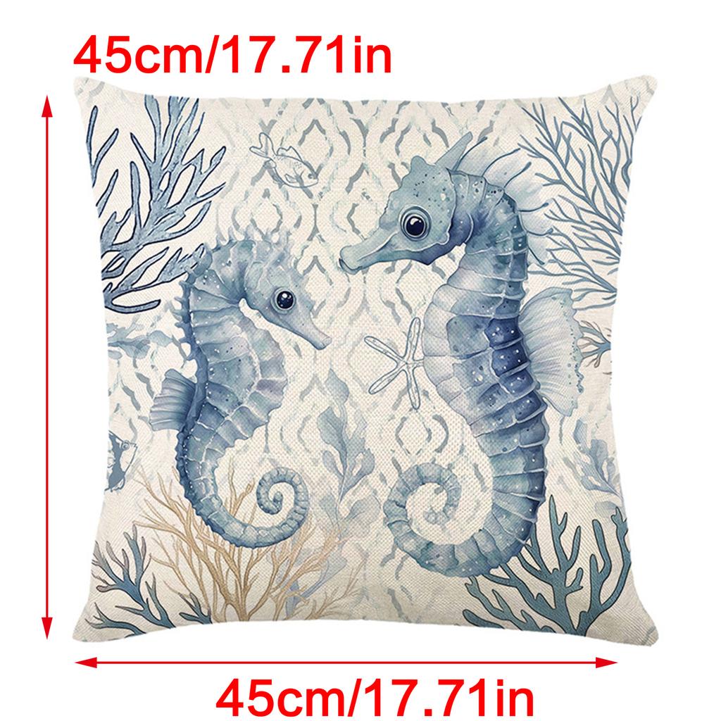 Pillow Case Decorative Summer Ocean Linen Cushion Cover For Living Room And Bedroom Decoration