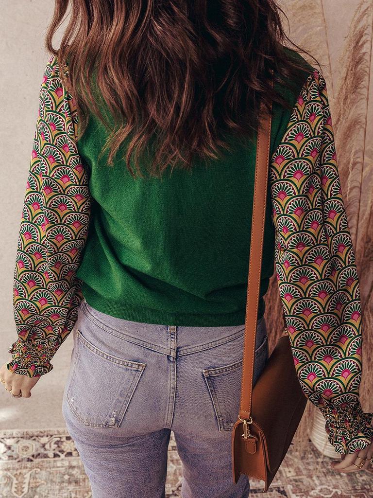 Autumn 2025 Women's Fashion Pullover: Multi-Color Ruffle Sleeve Round Neck Sweater