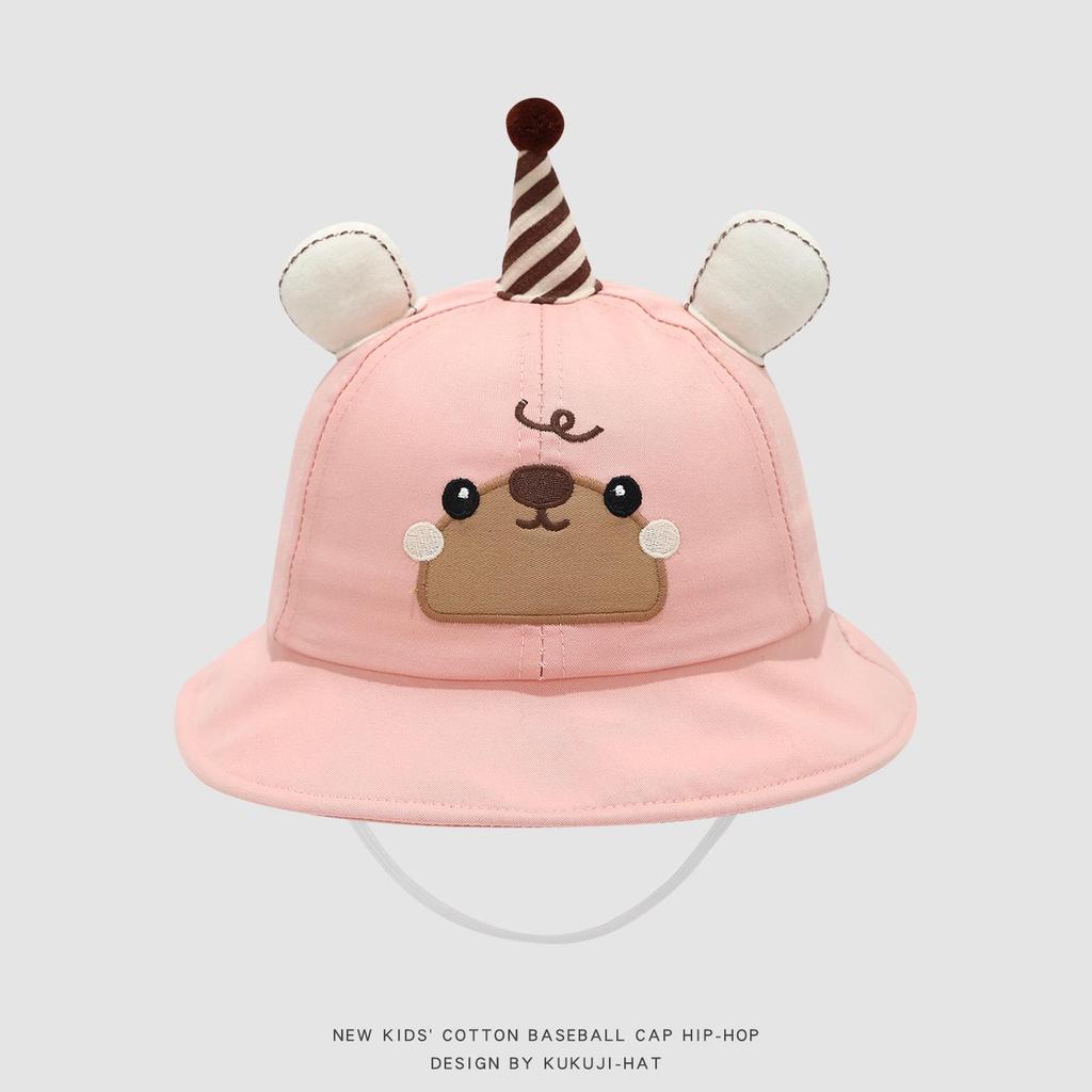 2026 Spring Unisex Baby Bucket Hat - 3D Cartoon Bear Design, Kids Fisherman Sun Hat