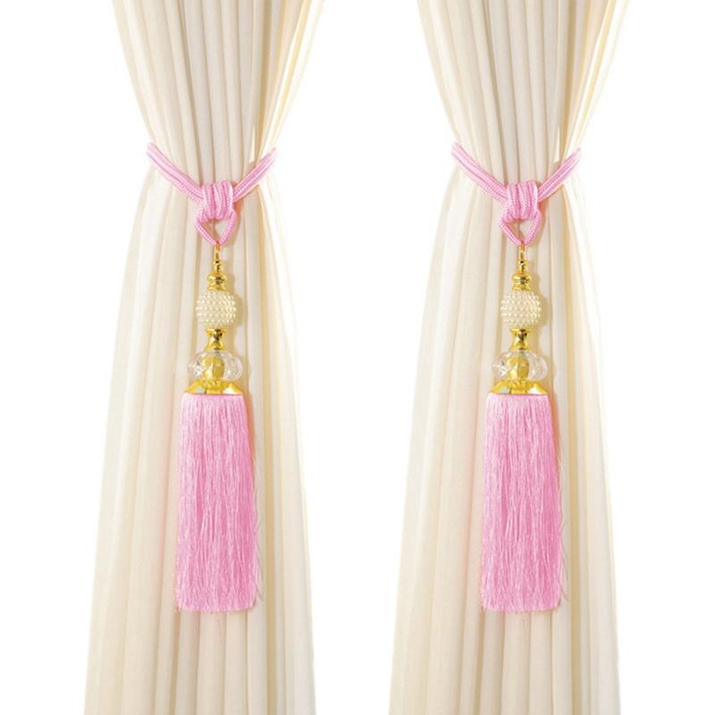 2pcs Pearl Tassel Straps Curtain Tiebacks